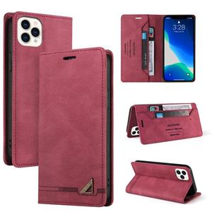 huismerk Huid Feel Anti-Diefstal Borstel Horizontale Flip Leren Case met Houder & Card Slots & Portemonnee voor iPhone 13 Pro Max (Wine Red)