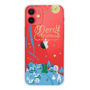 Huismerk Trendy Cute Christmas Patterned Case Clear TPU Cover Telefoonhoesjes voor iPhone 12 mini (Ice and Snow World)