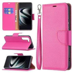 huismerk Voor Samsung Galaxy S22 + 5G Litchi Textuur Pure Kleur Horizontale Flip Lederen Telefoonhoesje Met Houder & Card Slots & Wallet & Lanyard (Rose Red)