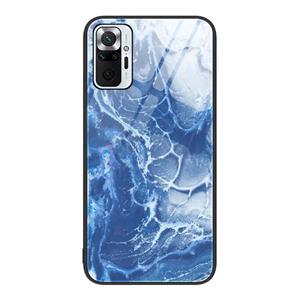 huismerk For Xiaomi Redmi Note 10 Pro 4G Global Marble Pattern Glass Protective Phone Case(Blue Ocean)