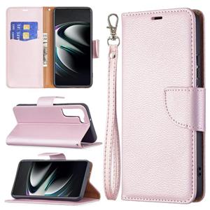 huismerk Voor Samsung Galaxy S22 + 5G Litchi Textuur Pure Kleur Horizontale Flip Lederen Telefoonhoesje Met Houder & Card Slots & Wallet & Lanyard (Rose Gold)