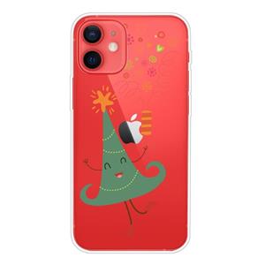 Huismerk Trendy Cute Christmas Patterned Case Clear TPU Cover Telefoon gevallen voor iPhone 12 mini (Merry Christmas Tree)