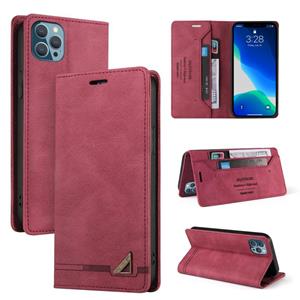 huismerk Huid Feel Anti-Diefstal Borstel Horizontale Flip Leren Case met Houder & Kaart Slots & Portemonnee voor iPhone 13 Pro (Wine Red)