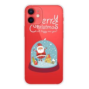 Huismerk Trendy Cute Christmas Patterned Case Clear TPU Cover Telefoon hoesjes voor iPhone 12 mini (Crystal Ball)