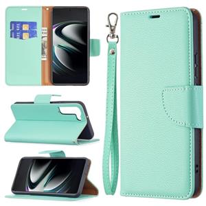 huismerk Voor Samsung Galaxy S22 + 5G Litchi Textuur Pure Kleur Horizontale Flip Lederen Telefoonhoesje Met Houder & Card Slots & Portemonnee & Lanyard