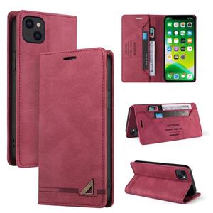 huismerk Huid voelt anti-diefstal borstel horizontale flip lederen tas met houder & kaart slots & portefeuille voor iphone 13 (wijn rood)