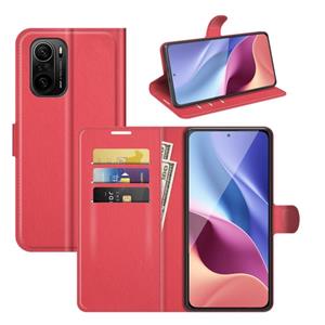 huismerk Voor Xiaomi Redmi K40 Pro / K40 / Poco F3 / Mi 11i Litchi Texture Horizontale Flip Beschermhoes met houder Kaartsleuven & Portemonnee (Rood)