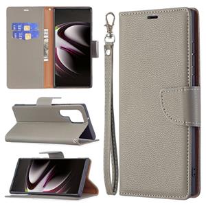 huismerk Voor Samsung Galaxy S22 Ultra 5G Litchi Textuur Pure Kleur Horizontale Flip Lederen Telefoonhoesje Met Houder & Card Slots & Wallet & Lanyard