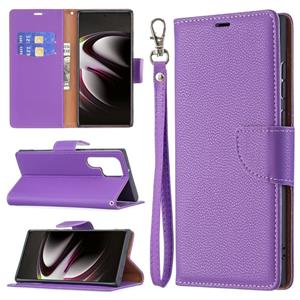 huismerk Voor Samsung Galaxy S22 Ultra 5G Litchi Textuur Pure Kleur Horizontale Flip Lederen Telefoonhoesje Met Houder & Card Slots & Wallet & Lanyard (Purple)