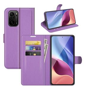 huismerk Voor Xiaomi Redmi K40 Pro / K40 / Poco F3 / Mi 11i Litchi Texture Horizontale Flip Beschermhoes met houder Kaartsleuven & Portemonnee (Paars)