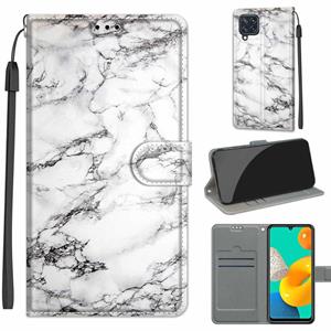 huismerk Voltage Coloured Drawing Magnetic Clasp Horizontal Flip PU Leather Case with Holder & Card Slots For Samsung Galaxy M32 4G / F22(C01 White Marble)