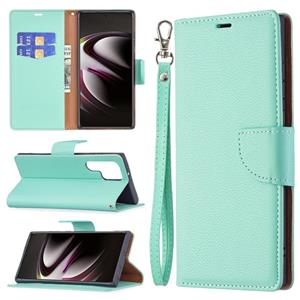 huismerk Voor Samsung Galaxy S22 Ultra 5G Litchi Textuur Pure Kleur Horizontale Flip Lederen Telefoonhoesje Met Houder & Card Slots & Portemonnee & Lanyard (Gr