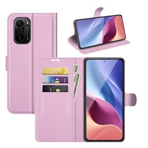 huismerk Voor Xiaomi Redmi K40 Pro / K40 / Poco F3 / Mi 11i Litchi Texture Horizontale Flip Beschermhoes met houder Kaartsleuven & Portemonnee (Roze)