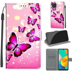 huismerk Voltage Coloured Drawing Magnetic Clasp Horizontal Flip PU Leather Case with Holder & Card Slots For Samsung Galaxy M32 4G / F22(C03 Gradient Pink Fly