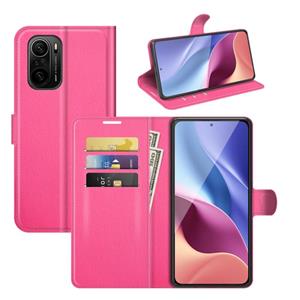 huismerk Voor Xiaomi Redmi K40 Pro / K40 / Poco F3 / Mi 11i Litchi Texture Horizontale Flip Beschermhoes met houder Kaartsleuven & Portemonnee (Rose Red)