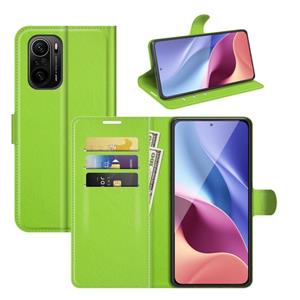 huismerk Voor Xiaomi Redmi K40 Pro / K40 / Poco F3 / Mi 11i Litchi Texture Horizontale Flip Beschermhoes met houder Kaartsleuven & Portemonnee (Groen)