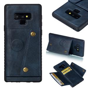 huismerk Lederen beschermhoes voor Galaxy Note9 (blauw)