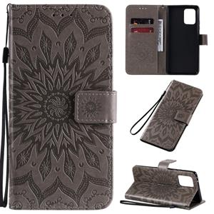 huismerk Voor Galaxy A91 / M80S / S10 Lite Geperst Afdrukken Zonnebloempatroon Horizontaal Flip PU Lederen hoesje met Holder & Card Slots & Wallet & Lanyard(Gr