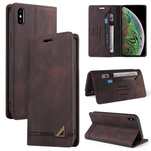 huismerk Huid Feel Anti-Diefstal Borstel Horizontale Flip Lederen Case met Houder & Card Slots & Portemonnee voor iPhone XS MAX (Brown)