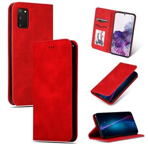 huismerk Voor Galaxy S20 retro skin feel business magnetic horizontal flip leather case(rood)