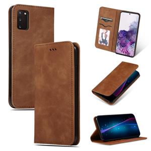 huismerk Voor Galaxy S20 retro skin feel business magnetic horizontal flip leather case(Brown)