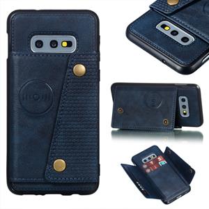 huismerk Lederen beschermhoes voor Galaxy S10e (blauw)