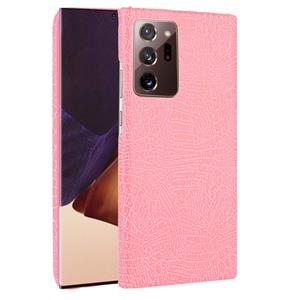 huismerk Voor Samsung Galaxy Note20 Ultra Schokbestendige Crocodile Texture PC + PU Case(Pink)