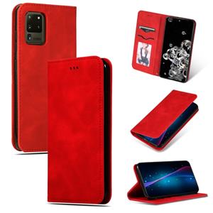 huismerk Voor Galaxy S20 Ultra Retro Skin feel Business Magnetic Horizontal Flip Leather Case (Rood)