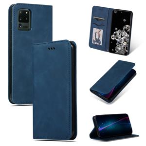 huismerk Voor Galaxy S20 Ultra Retro Skin feel Business Magnetic Horizontal Flip Leather Case (Navy Blue)