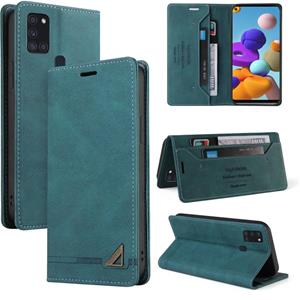 huismerk Voor Samsung Galaxy A21S Skin Feel Anti-Diefstal Borstel Horizontale Flip Leren Case Met Houder & Card Slots & Portemonnee