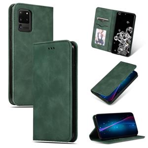 huismerk Voor Galaxy S20 Ultra Retro Skin Feel Business Magnetic Horizontal Flip Leather Case (Army Green)