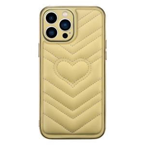 huismerk D03 Hart PU-leer gegalvaniseerd telefoonhoesje voor iPhone 13 Pro Max