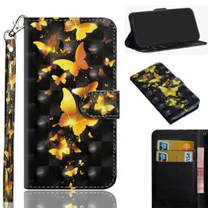 huismerk Voor iPhone 12 5.4 3D-schilderpatroon Horizontaal Flip TPU + PU lederen hoesje met houder & kaartslots & portemonnee(Golden Butterfly)