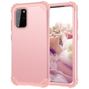 huismerk Voor Galaxy S20 Plus PC + Siliconen Driedelige Shockproof Protection Case (Rose Gold)