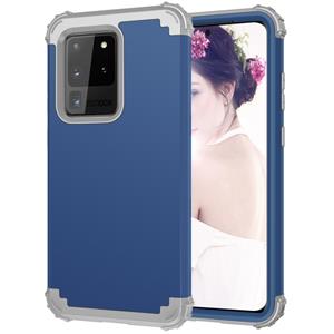 huismerk For Galaxy S20 Ultra PC + Silicone Three-piece Shockproof Protection Case(Blue)