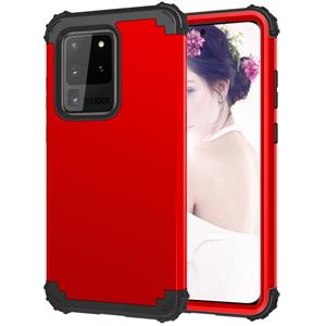 huismerk For Galaxy S20 Ultra PC + Silicone Three-piece Shockproof Protection Case(Red)