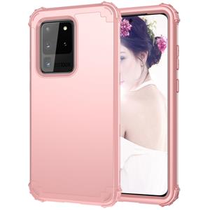 huismerk Voor Galaxy S20 Ultra PC + Siliconen Driedelige Shockproof Protection Case (Rose Gold)