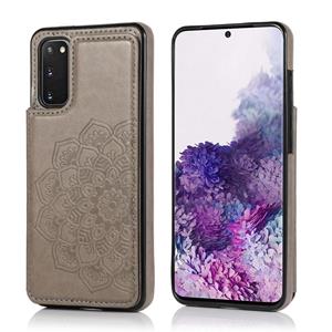 huismerk Voor Samsung Galaxy S20 Plus Double Buckle Mandala Patroon PU+TPU Beschermhoes met kaartslots & houder & fotoframe(Grijs)