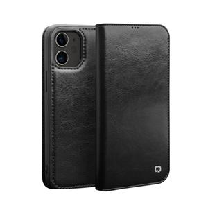 QIALINO Horizontale Flip Lederen case met houder & kaartslots & portemonnee voor iPhone 12 mini(Zwart)