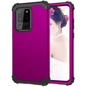 huismerk Voor Galaxy S20 Ultra PC + Siliconen Driedelige Shockproof Protection Case(Paars)