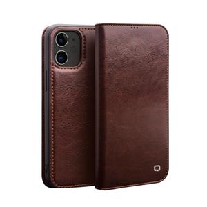 QIALINO Horizontale Flip Lederen case met houder & kaartslots & portemonnee voor iPhone 12 mini(Bruin)