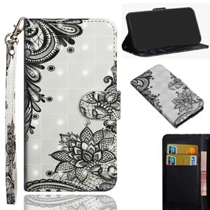 huismerk Voor Samsung Galaxy Note 20 3D-schilderpatroon Horizontaal Flip TPU + PU lederen hoesje met houder & kaartslots & portemonnee(diagonale zwarte bloem)