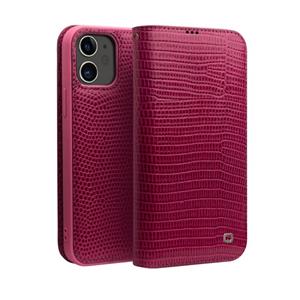 QIALINO Crocodile Texture Horizontale Flip Lederen case met kaartslots & portemonnee voor iPhone 12 mini(Rose Red)