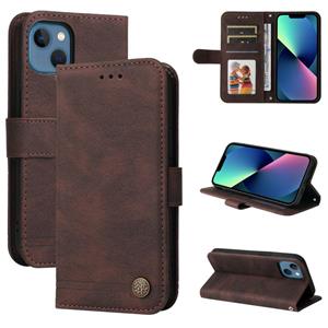 huismerk Huid Feel Life Tree Metal Button Horizontale Flip Leren Case met Houder & Kaart Slot & Portemonnee & Fotolijst & Band voor iPhone 13 (Brown)