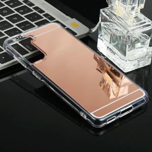 huismerk Voor Samsung Galaxy S21 5G TPU + Acryl Luxe Plating Spiegel Telefoonhoesje Cover (Rose Gold)