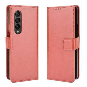 gkk Voor Samsung Galaxy Z Gold3 5G Crazy Horse Textuur Horizontale Flip Leren Case met Houder & Card Slots & Lanyard (Brown)