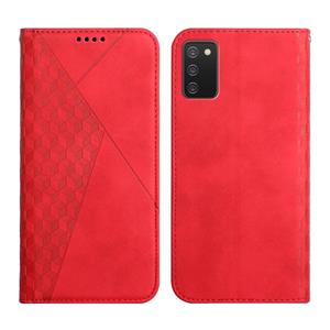 huismerk For Samsung Galaxy A02s US Version Diamond Pattern Splicing Skin Feel Magnetic Horizontal Flip Leather Case with Card Slots & Holder & Wallet(Red)