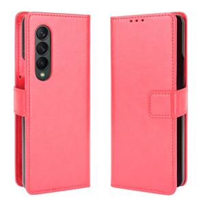 gkk Voor Samsung Galaxy Z Fold3 5G Crazy Horse Texture horizontale flip lederen hoesje met houder en kaart slots &lanyard (rood)