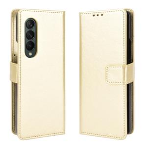 gkk Voor Samsung Galaxy Z Fold3 5G Crazy Horse Textuur Horizontale Flip Leren Case met Houder & Card Slots & Lanyard (Gold)