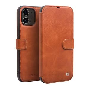 QIALINO Business Magnetic Horizontal Flip Leather Case met Kaartslots & Portemonnee Voor iPhone 12 mini (Lichtbruin)